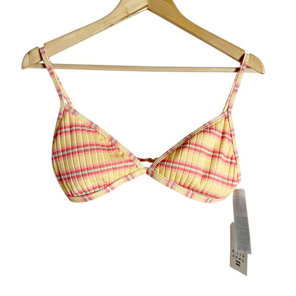 Billabong Sunchaser Ceci Striped Triangle Bikini Swimsuit Top in Pineapple XL - Picture 2 of 7